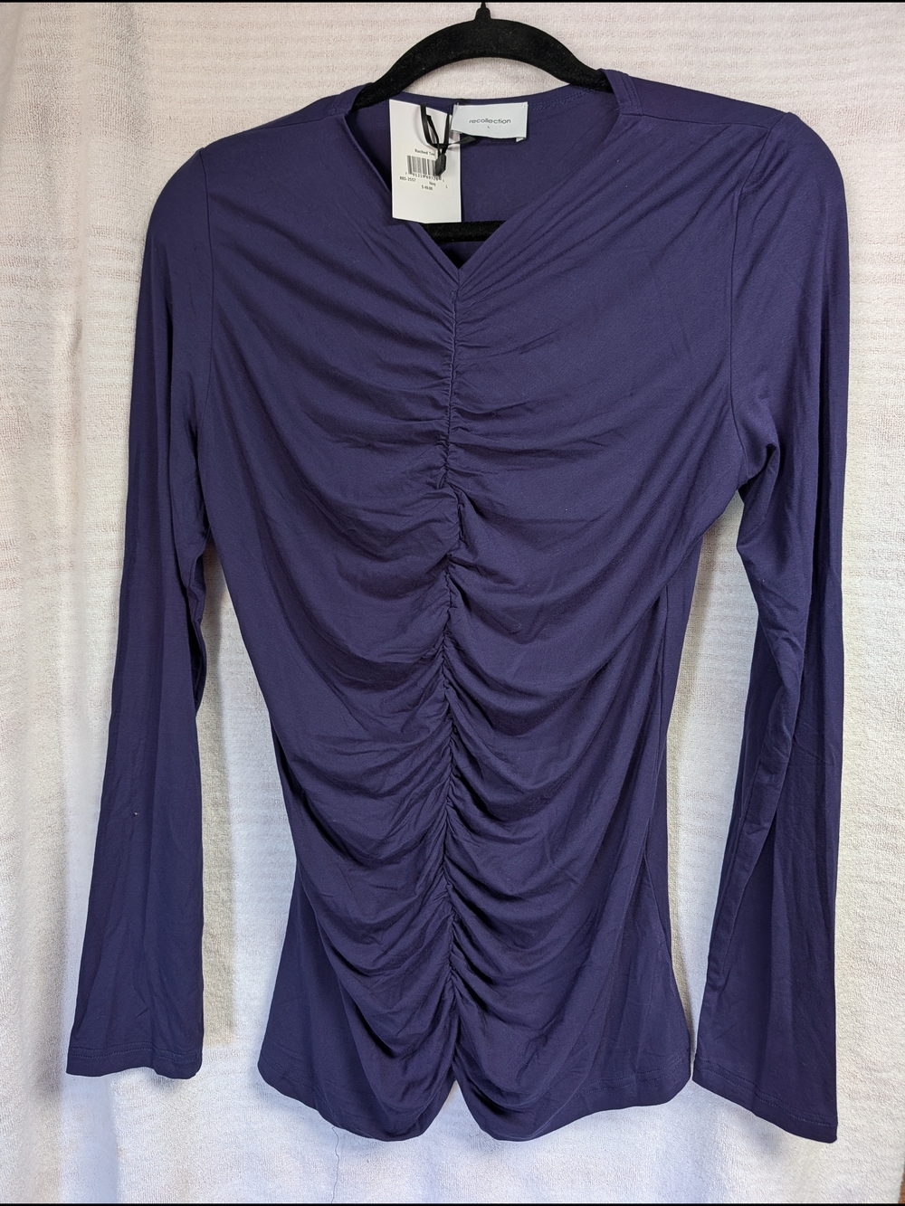 Recollection Navy Ruched Long-Sleeve Top